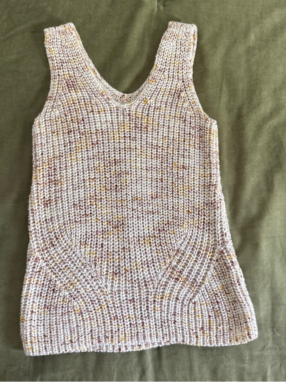 LOFT Speckled Knit Tank in Cream with Yellow and Brown Flecks